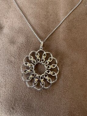 Elle Two-Tone Silver and Gold Floral Loop Pendant Necklace
